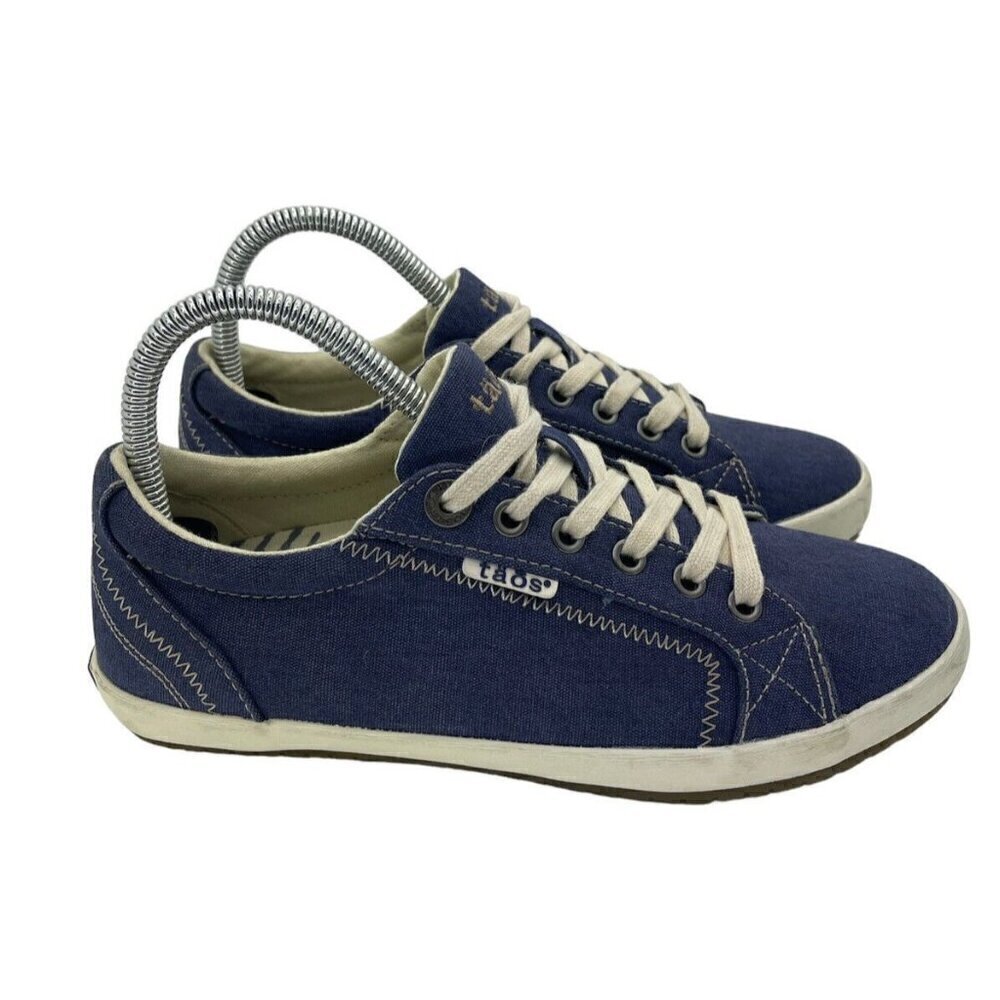 Taos Star Shoes Women's 7 Blue Canvas Comfort Lace Up STA-12844 Casual Sneakers